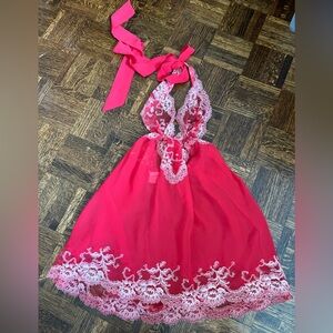 Victoria Secret Lace Halter Lingerie Red Top